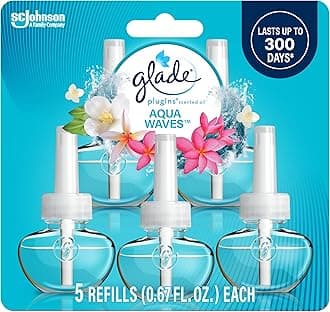 PlugIns Refills Air Freshener, Scented and Essential Oils for Home and Bathroom, Aqua Waves, 3.35 Fl Oz, 5 Count