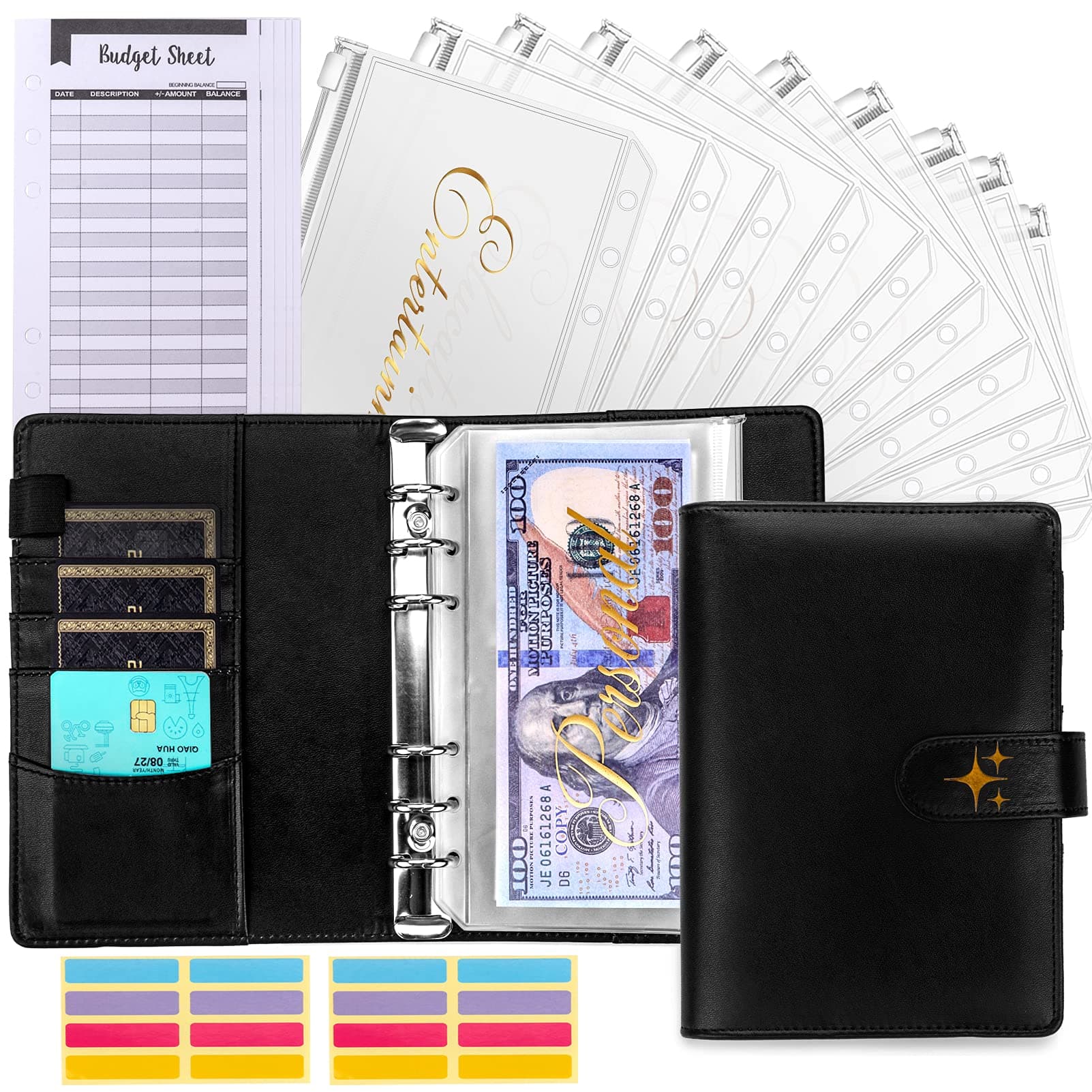 Budget Binder with Cash Envelopes, Money Saving Binder for Budgeting, Money Organizer for Cash and Saving Money