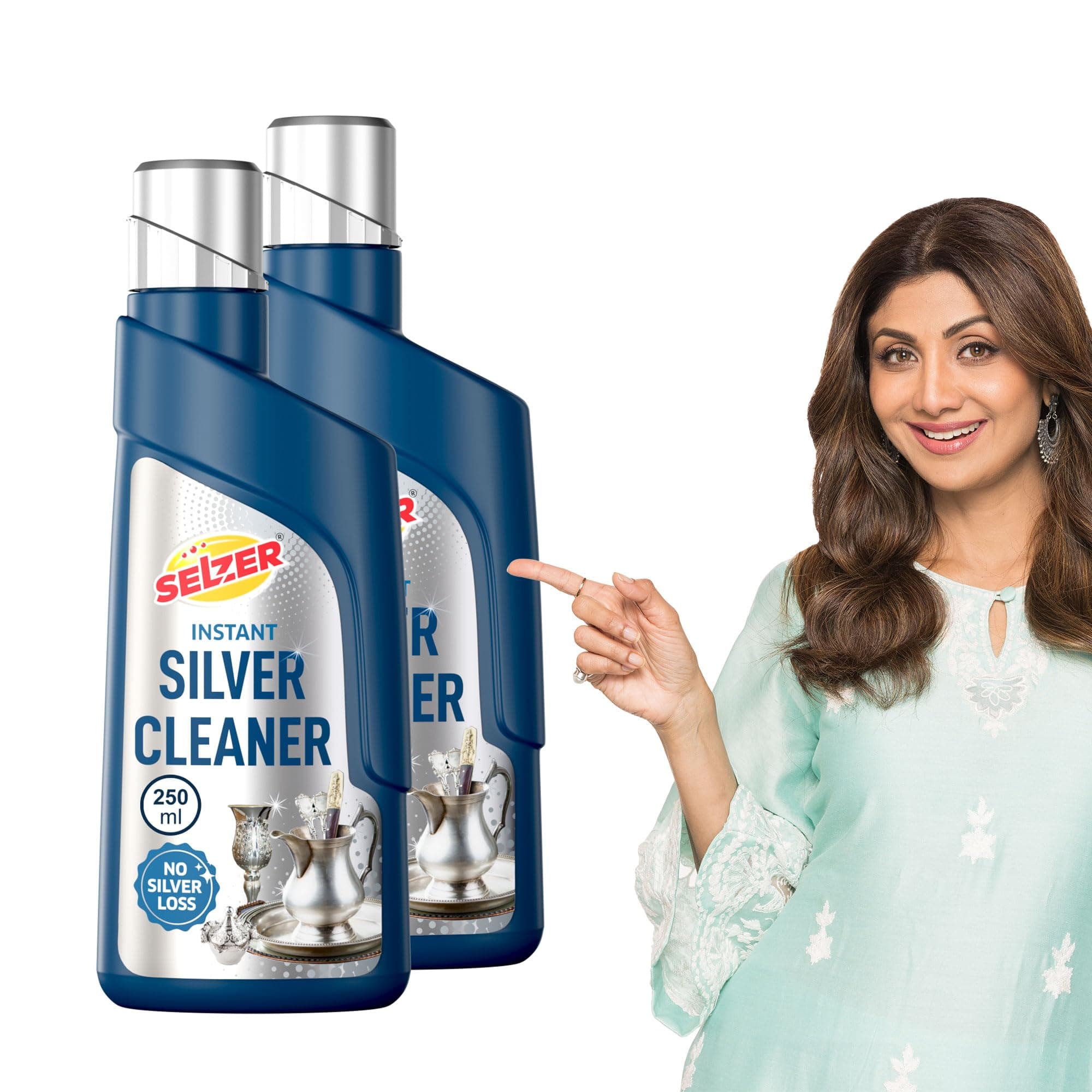 Selzer Silver Dip Cleaner Liquid – 250 ml | Instant Silver Cleaner & Tarnish Remover for Pooja Items, Utensils & Jewellery | Silver Shine Cleaning Liquid for Silverware & Ornaments (Pack of 2)
