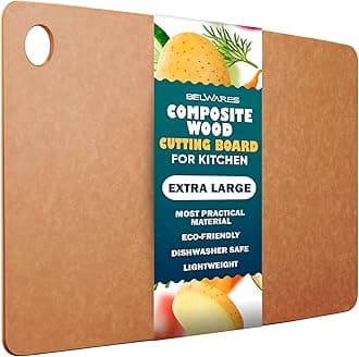 Dishwasher Safe Cutting Boards for Kitchen - Extra Large Composite Wood Cutting Boards - Thin, BPA Free & Eco-Friendly Chopping Board (18 x 12 Inch, Natural)