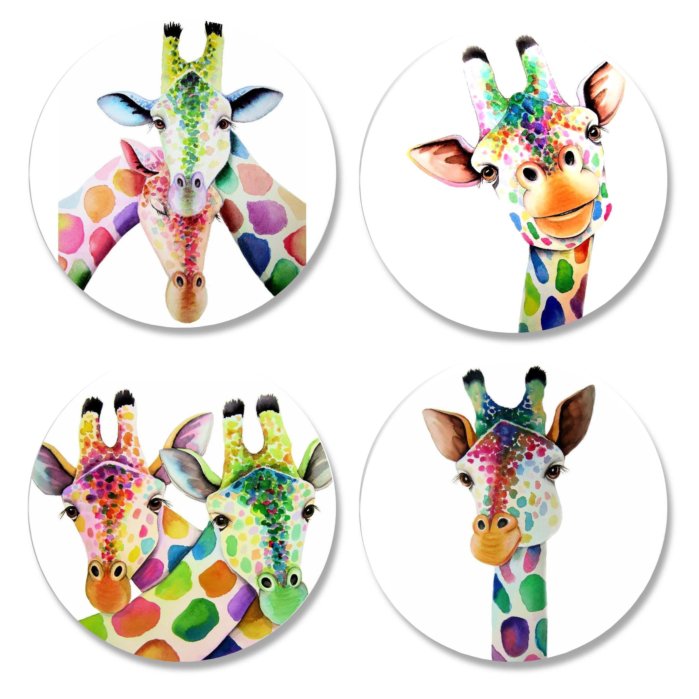 4 Pack Printed Dressmaking Sewing Pattern Weights. Giraffe Designs 4 (Pack 4 of 4) by Artist Maria Moss. Inspired by The BBC Sewing Bee. (50mm Diameter)
