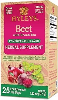 Beet & Green Tea with Natural Pomegranate Flavor - Herbal Energy Tea - Supports Focus - 25 Tea Bags - (6 Pack - 150 Tea Bags Total)