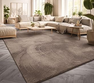TT Home Large Rug Short Pile Monochrome Modern Design Washable, colour:Taupe, Size:80x300 cm