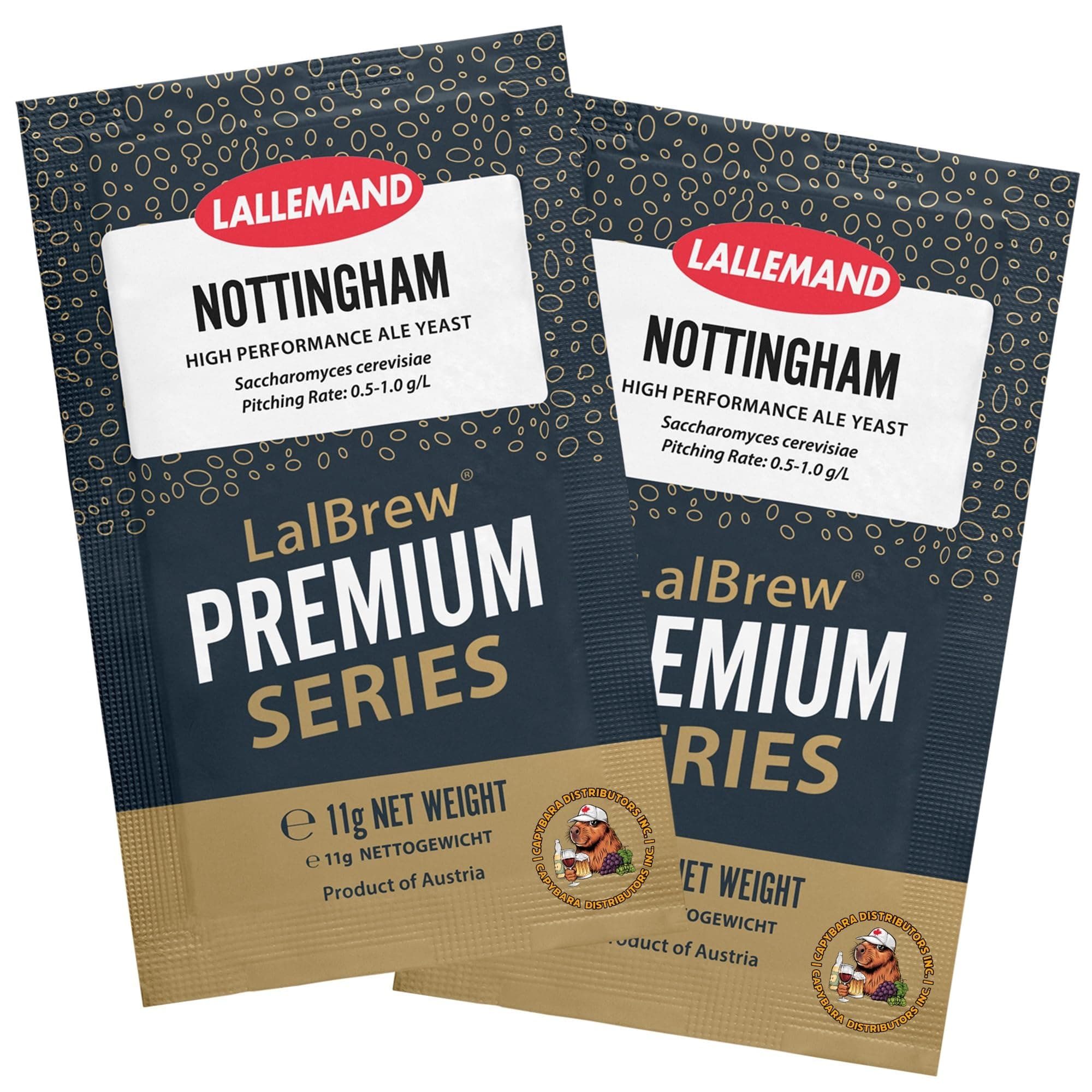 LalBrew Nottingham Brewing Yeast (2 Pack) - Make Beer at Home - 11 g Sachets - Saccharomyces cerevisiae - Sold by CAPYBARA Distributors Inc.