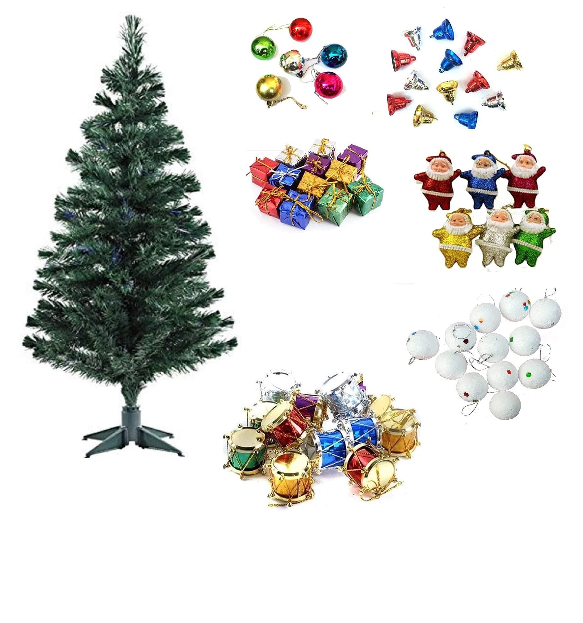 Artificial 4 Feet X-Mas Tree/Christmas Tree with Ornaments Best Decoration for Merry Christmas and X- Mass Party and New Year Celebration (4 Feet Tree + 60 Pcs Ornaments, Combo - 2)