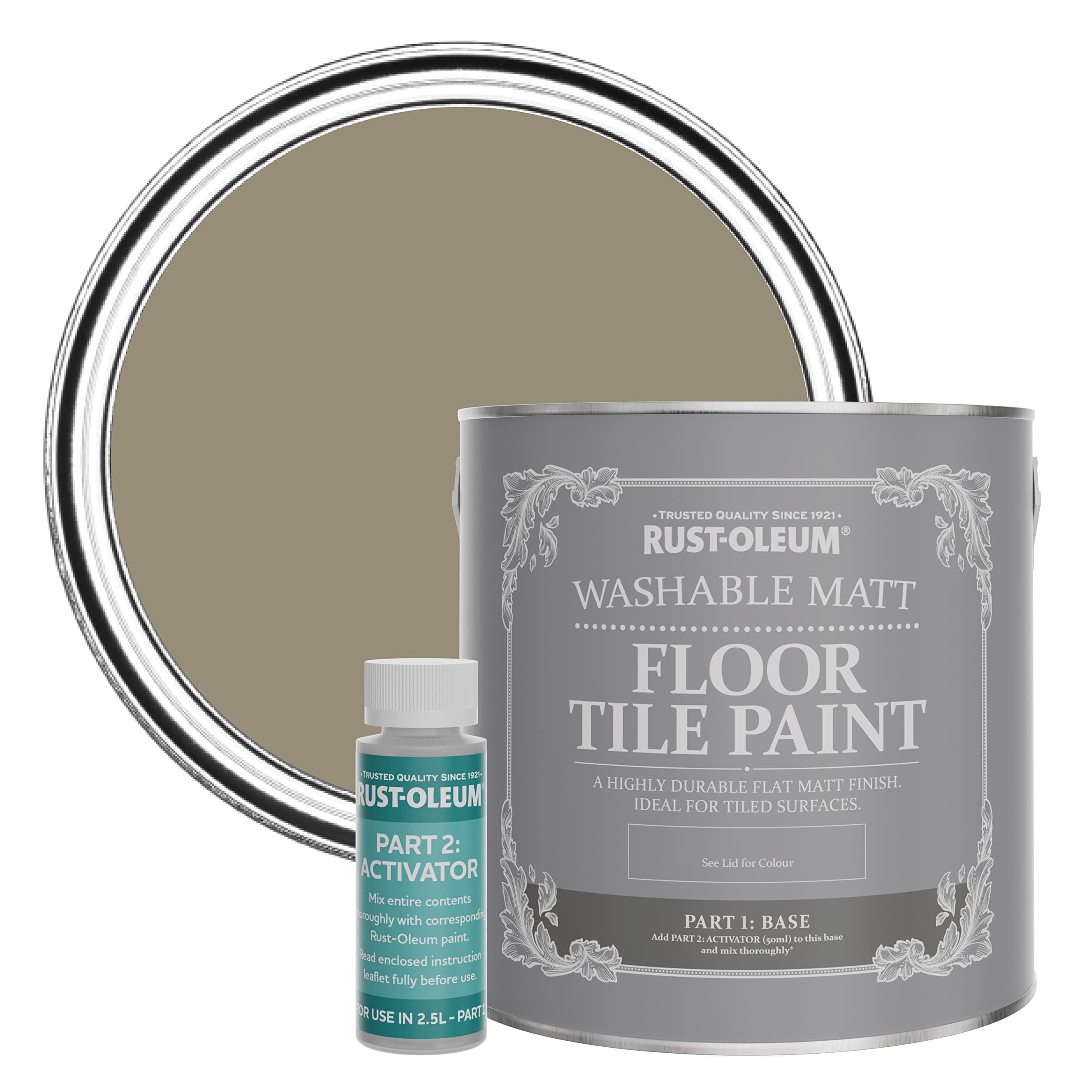 Rust-Oleum Brown Washable Matt Floor Tile Paint - Café Luxe 2.5L