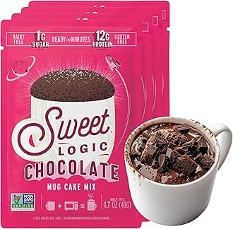 Sweet Logic Keto Dessert Mug Cake Mixes - Triple Chocolate Fudge - Low Sugar - Gluten-Free - Low Carb - Diabetic-Friendly Sweets - Natural Ingredients - High Protein - Delicious Keto Treats (4 Pack)