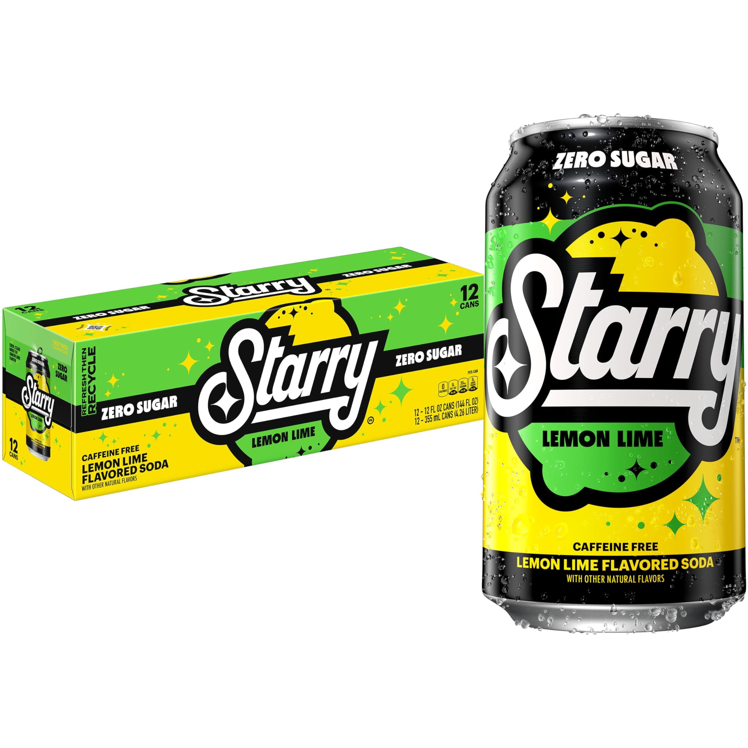 Zero Sugar Lemon Lime Soda, 12 Fl Oz Cans (Pack of 12)