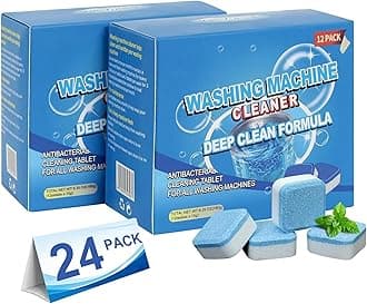 24-Pack Washing Machine Cleaner, Deodorizer, & Descaler - Powerful Washer Cleaner, High-Efficiency Tablets, Deep Cleaning Tablets for HE Front Loader & Top Load Washer, Septic Safe Eco-Friendly
