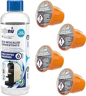 Caffenu Cleaning & Descaling Kit Compatible with Nespresso Originaline Machines | 4 Cleaning Capsules & 1 Bottle Of Descaling Solution | Removes Limescale & Cleans Pod Area | 3-month supply
