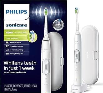 Sonicare Philips ProtectiveClean 6100 Rechargeable Electric Power Toothbrush, White, HX6877/21