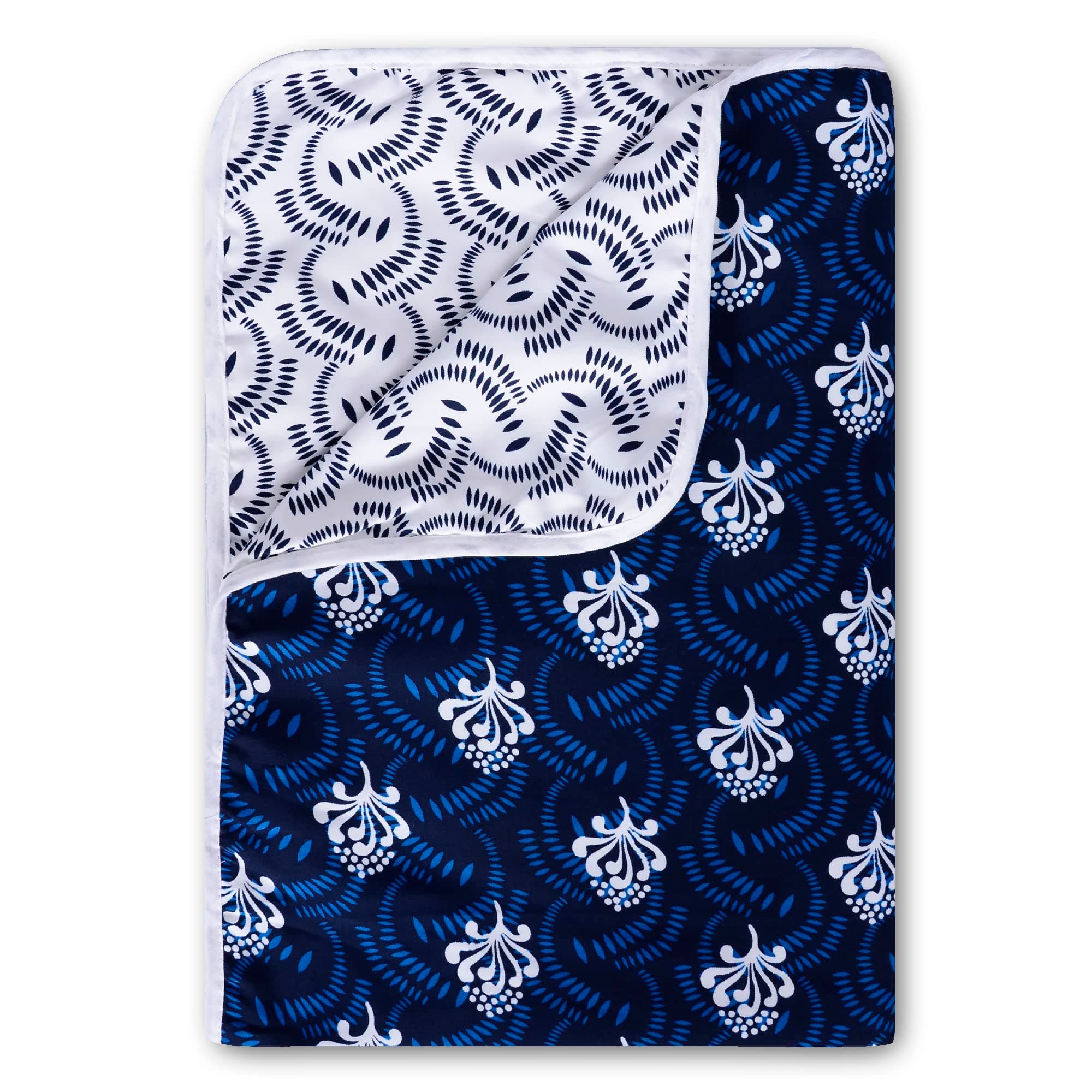 Divine Casa Microfiber 120 GSM Reversible Lightweight Printed Single Bed AC Dohar Blanket (Abstract, Navy Blue and White, Size,140 x 210 cm or 55 x 83 inch)| TC - 120