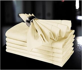 Cloth Napkin in 100% Linen Hemstitched with Retail Gifting Package,Wedding Napkins,Thanksgiving Napkins,Cotton Fabric Napkins,Machine Washable Dinner Napkins Hemstitched,Set of 4 Solitary Air