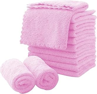 MOONQUEEN Microfiber Facial Cloths Fast Drying Washcloth 12 Pack - Premium Soft Makeup Remover Cloths - Frozen Berry