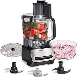 Stack & Snap Food Processor and Vegetable Chopper, BPA Free, Stainless Steel Blades, 14 Cup + 4-Cup Mini Bowls, 3-Speed 500 Watt Motor, Black (70585)