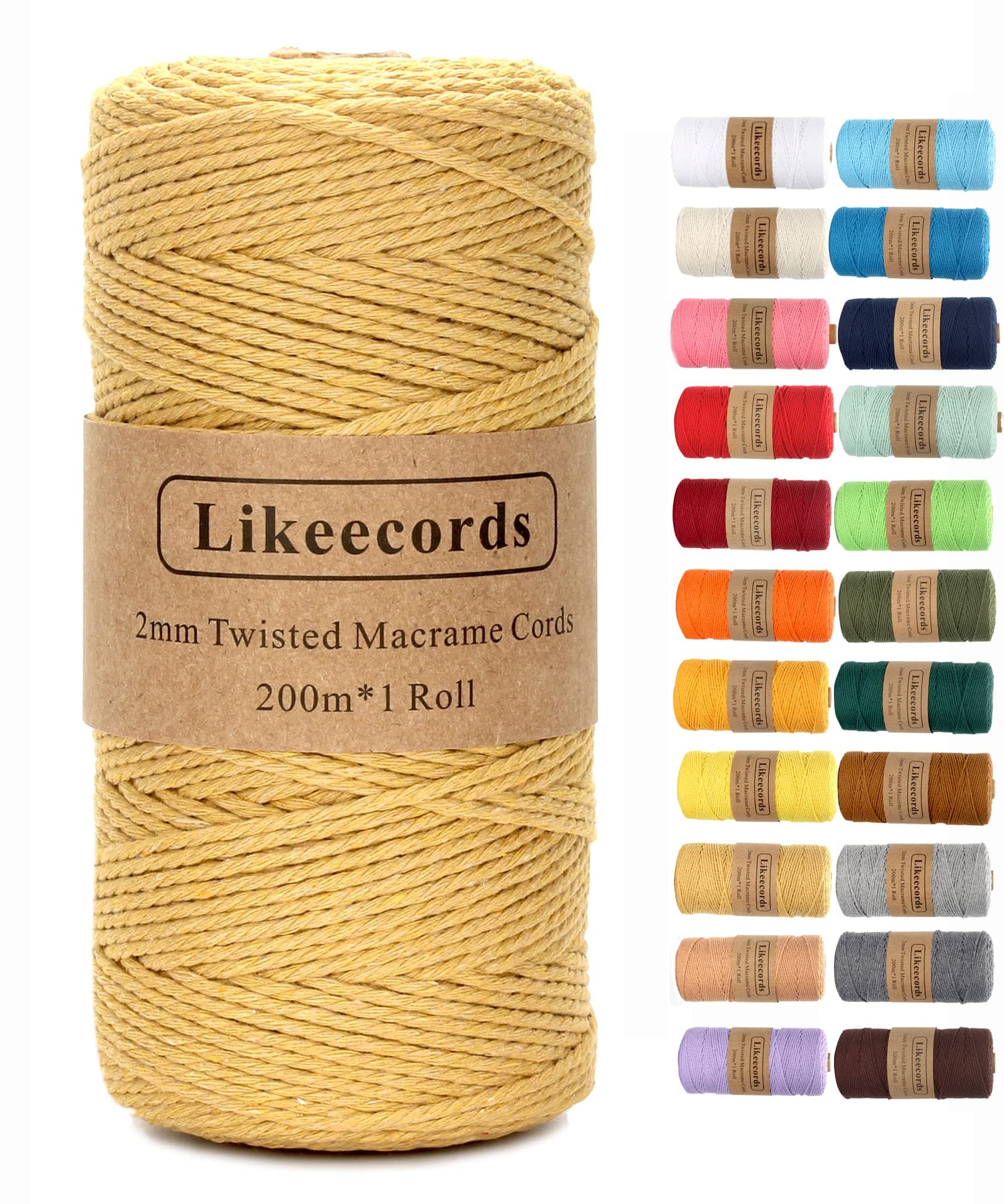 Macrame Cord,2mm x 219yard Cotton Twine String Cord,Natural White Cotton Rope Craft String for DIY Knitting Plant Hangers Christmas Wedding Décor