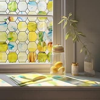 3D Stained Glass Window Film, Decorative Window Privacy Film for Bathroom,Front Door,Home, Sun Blocking Heat Control,Static Cling, Eternal Prism 23.6inch x 70.8inch