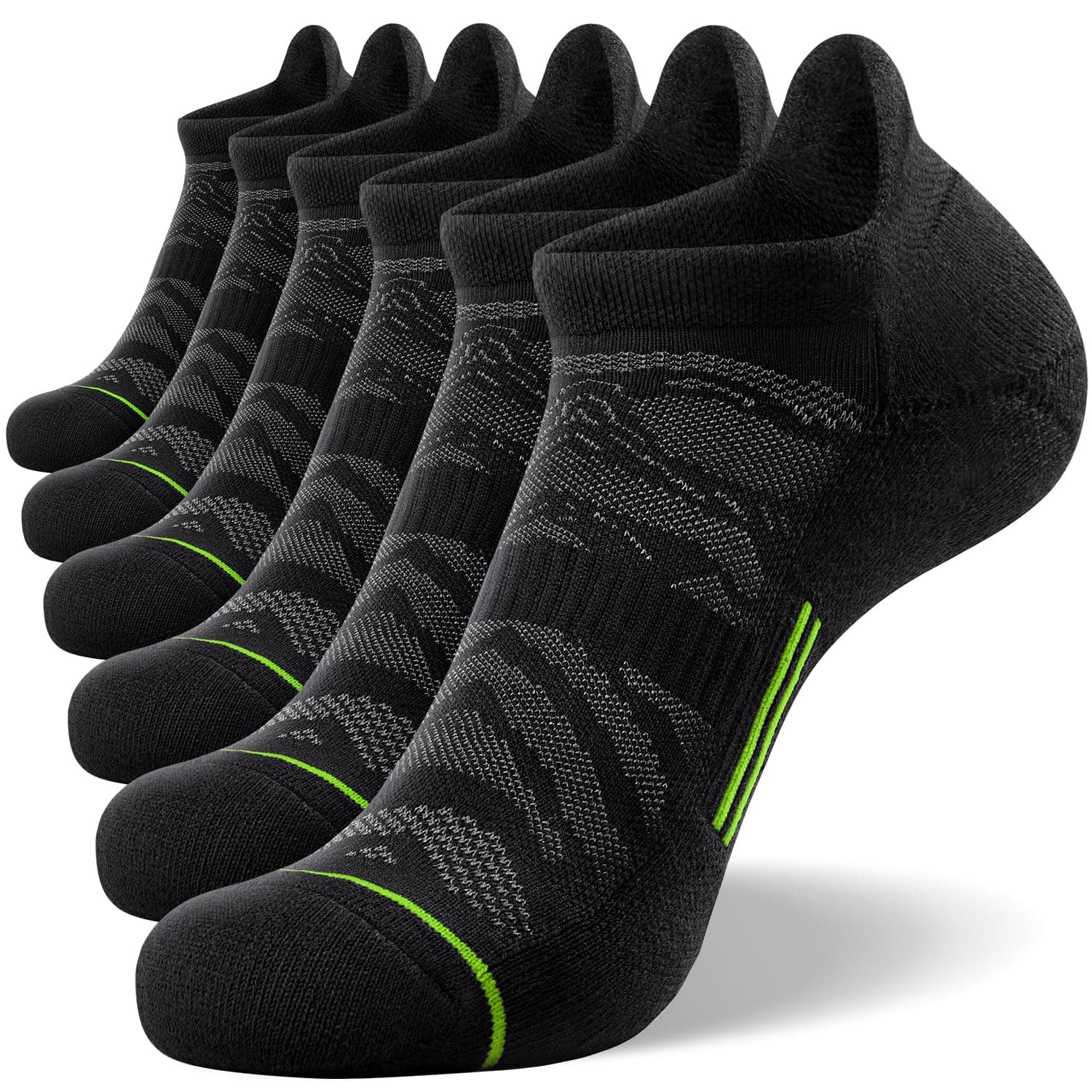 - 6 Pack Men's Ankle Running Socks Low Cut Cushioned Athletic Sports Socks 7-9/9-12/12-15