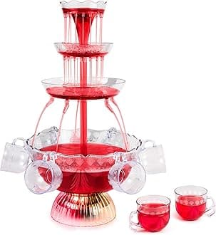 Nostalgia LPF230 3-Tier Party Fountain with LED Lighted Base, 1.5 Gallon 8 Cup, Clear