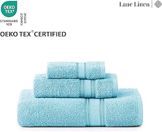 Luxury Bath Towels Set - 100% Cotton Bathroom Towels, Zero Twist, Quick Dry Shower Towels, Extra Aborbent Bath Towel, Super Soft, 6 Bath Towels, 6 Hand Towels, 6 Wash Cloths - Blue (18 Pack)