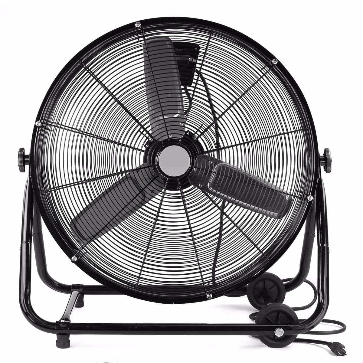 24" Portable Roll Drum Floor Fan Rolling Heavy Duty Industrial Commercial Garage Warehouse Patio Basement Factory Velocity Modulation 3 Speed