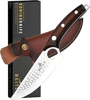Companion Series 6 Inch Butcher Boning Knife, High Carbon German Stainless Steel Blade With Pakkawood Handle & Geniune Leather Sheath, Luxurious Gift Box Included