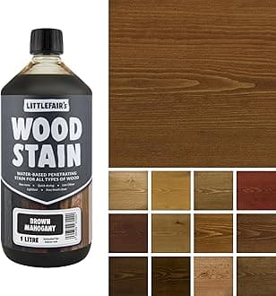 Littlefair's Wood Stain Water-Based - (Brown Mahogany) – Non-Toxic, Eco-Friendly & Quick Drying - Easy-to-Apply, Concentrated Formula for All Wood Types – 1 LTR