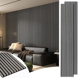 Art3d 2-Pack 108" x 12" Acoustic Wood Panels for Wall, Soundproof Wood Slat Panel for Wall and Ceiling, 3D Fluted Sound Absorbing Paneling for Interior Wall Decor, Living Room, Bedroom - Smoky Oak