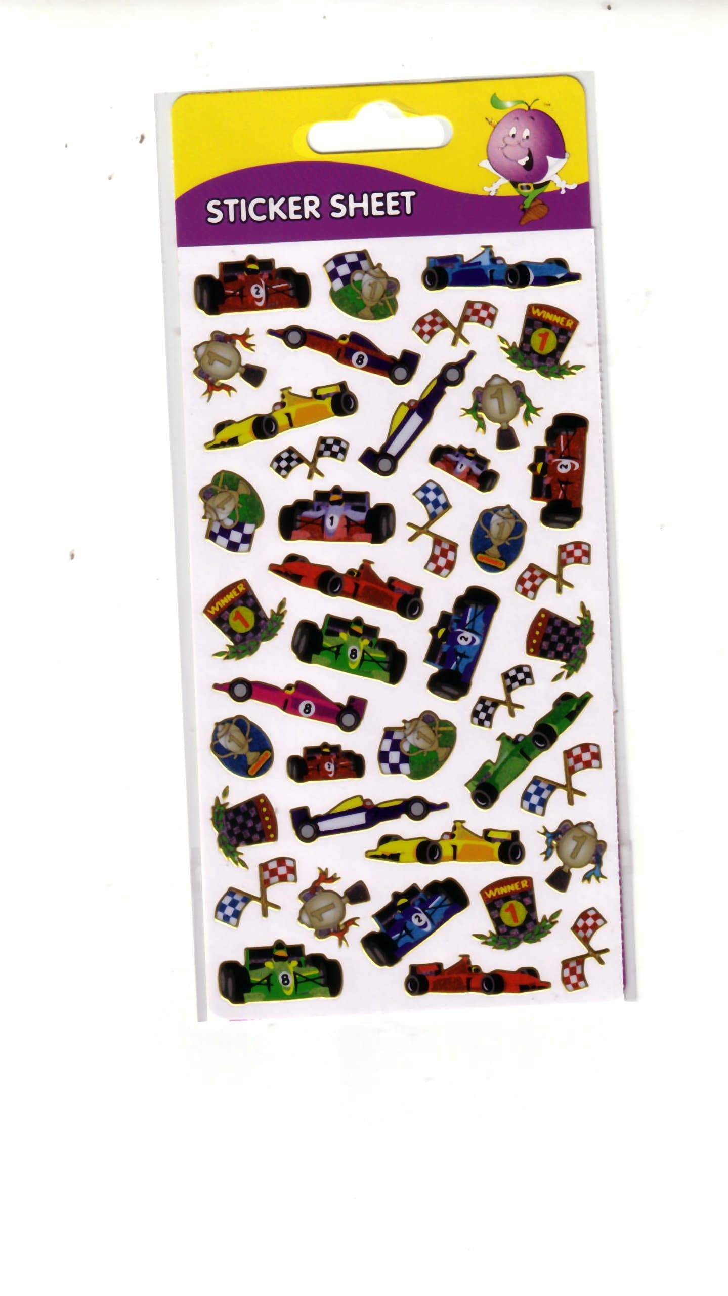 Purple Peach Fun, Social and Educational Sticker Sheets (Pack of 12) Racing Formula 1 Cars for Parents and Teachers