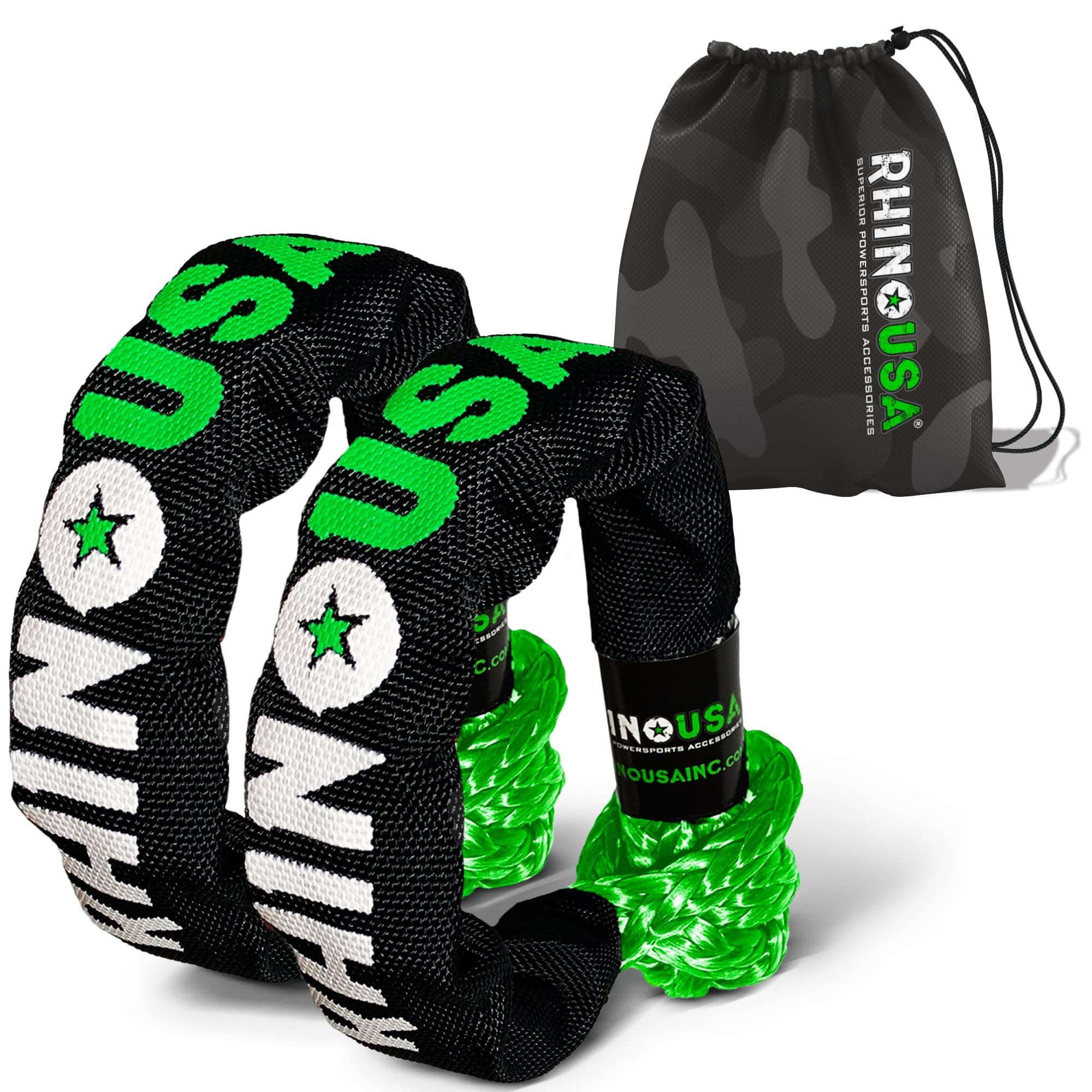 Rhino USA Synthetic Soft Shackle Rope (2-Pack) - 3/8 Inch x 22 Inch (31,400lb Min Break Strength) Offroad Soft Shackle Recovery Kit for Truck, UTV, ATV - Compatible with Jeep, Toyota, Ford & More!