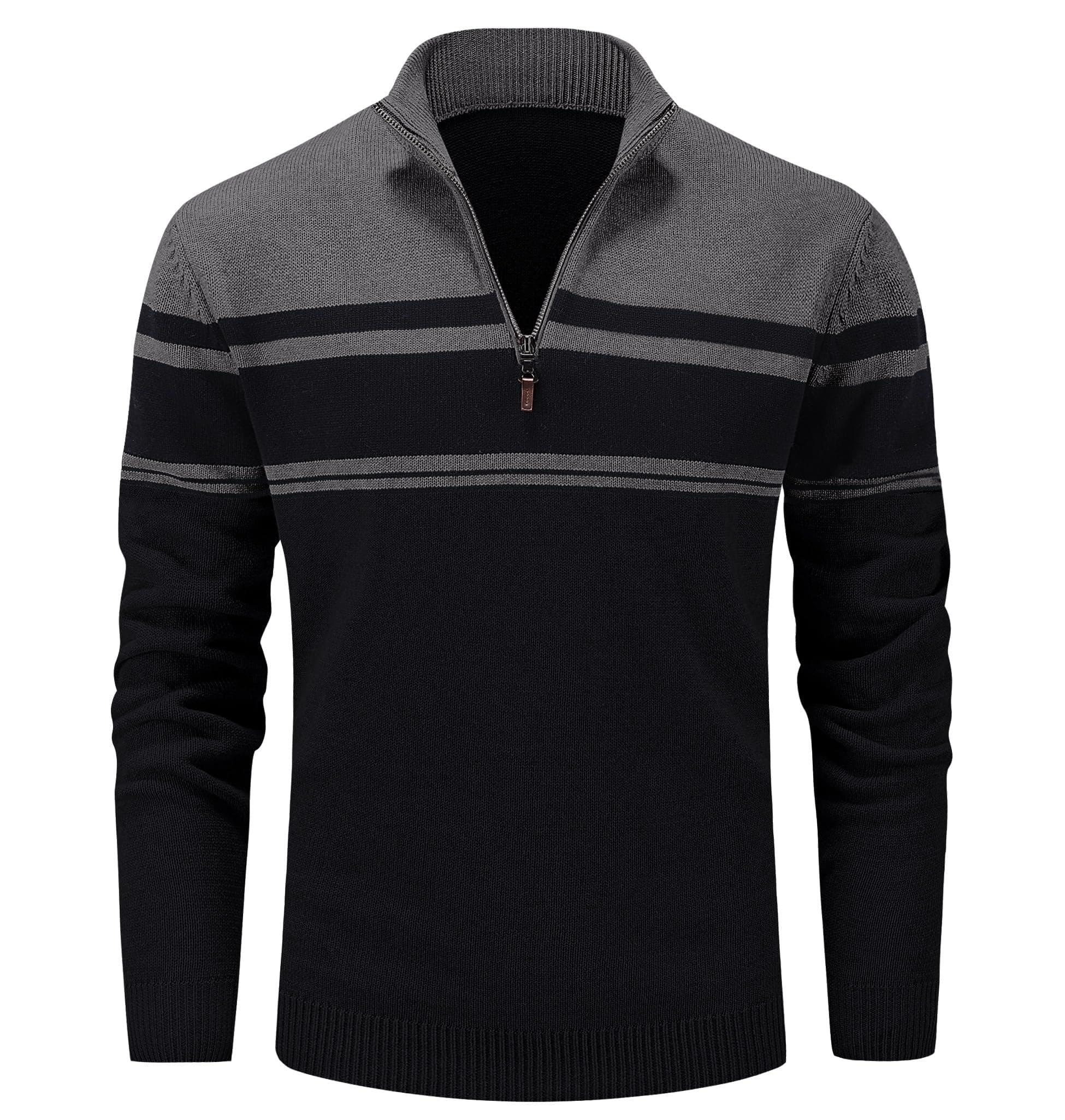 MAGCOMSEN Men's Sweaters 1/4 Zip Cotton Sweater Pullover Polo Sweaters Striped Fall Winter Warm Sweatshirts