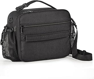 - Cerbonny Kids Lunch Box, Insulated Lunch Bag for Girls and Boys, Durable Polyester with PEVA Lining, Adjustable Shoulder Strap, 10.8"L x 4"W x 8.8"H, 5 Pockets