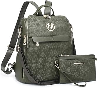 Women Fashion Backpack Purse Multi Pockets Anti-Theft Rucksack Travel Shoulder Bag Handbag Set 2pcs