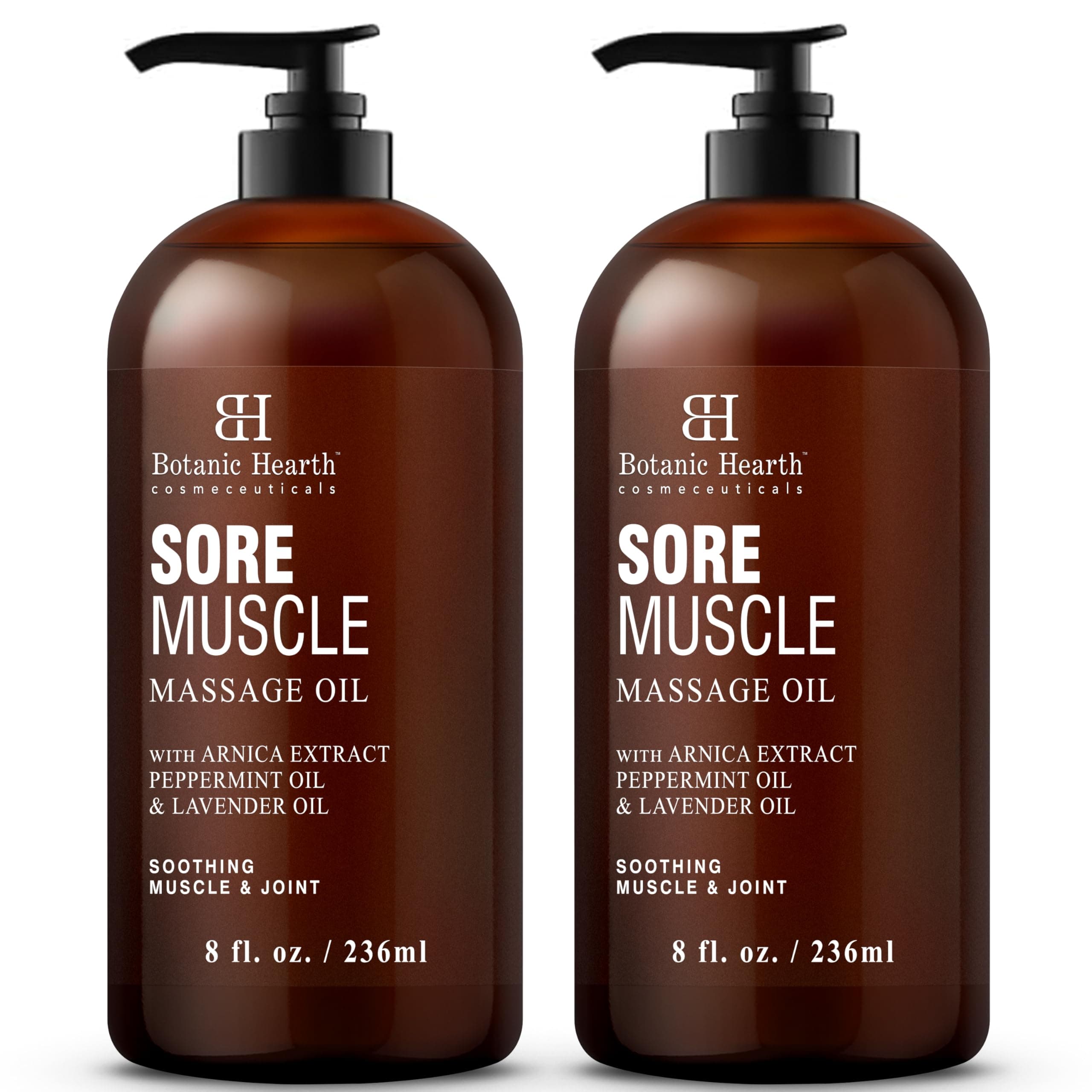 Soremuscle Massage Oil 8 Fl Oz (2 pack)| Refreshing, Relaxing Massage Oils for Muscle Relaxing & Joint Comfort | Made with Natural Oils | for All Skin Types, for Men & Women