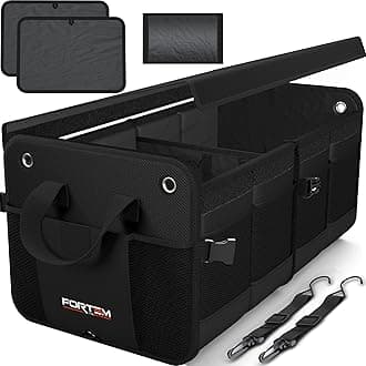 FORTEM Trunk Organizer For SUV Car Organizer and Storage, Collapsible Multi-Compartment Storage Bag Car Accessories for Women Men, 1680D Oxford, Non Slip Bottom, Adjustable Straps, Soft Cover (65L)
