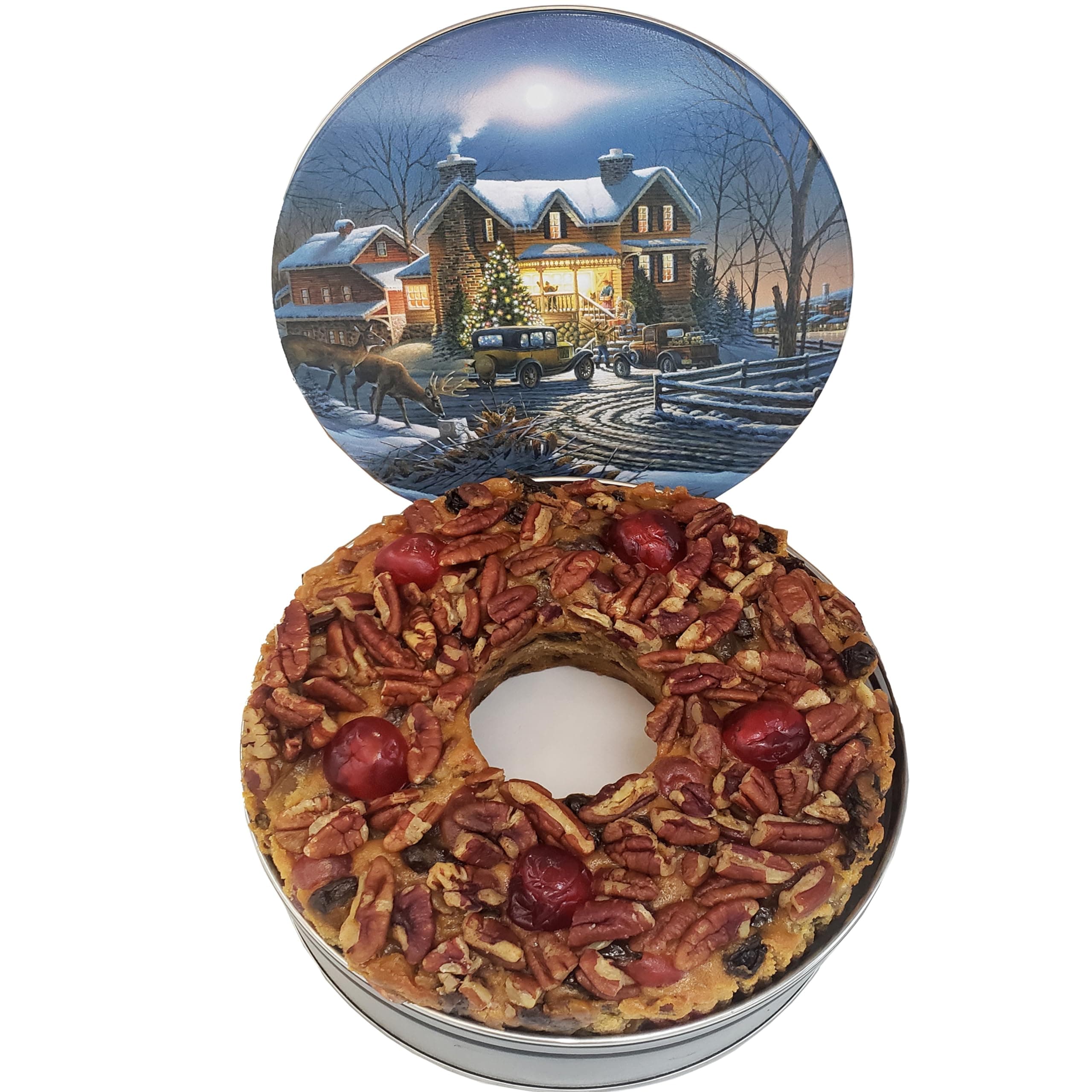 Jane Parker Fruitcake Classic Light Fruit Cake 2 Pound (32 Ounce) Ring in a Collectible Holiday Tin-Holiday Cake-Christmas Cake-The Best Fruitcake You Can Buy