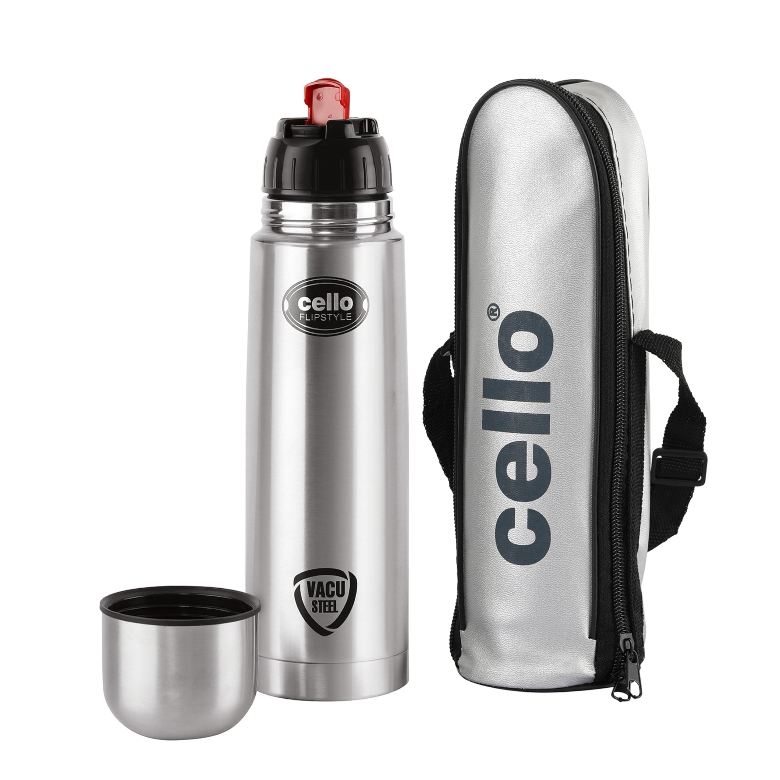 CELLO Flipstyle Insulated Stainless Steel Flask Water Bottle For Daily Use 1000 ml | ISI Certified Double Wall Vacuum Insulated 24 Hours Hot & Cold Thermos Water Bottle For Office, Picnic, Gym, Travel