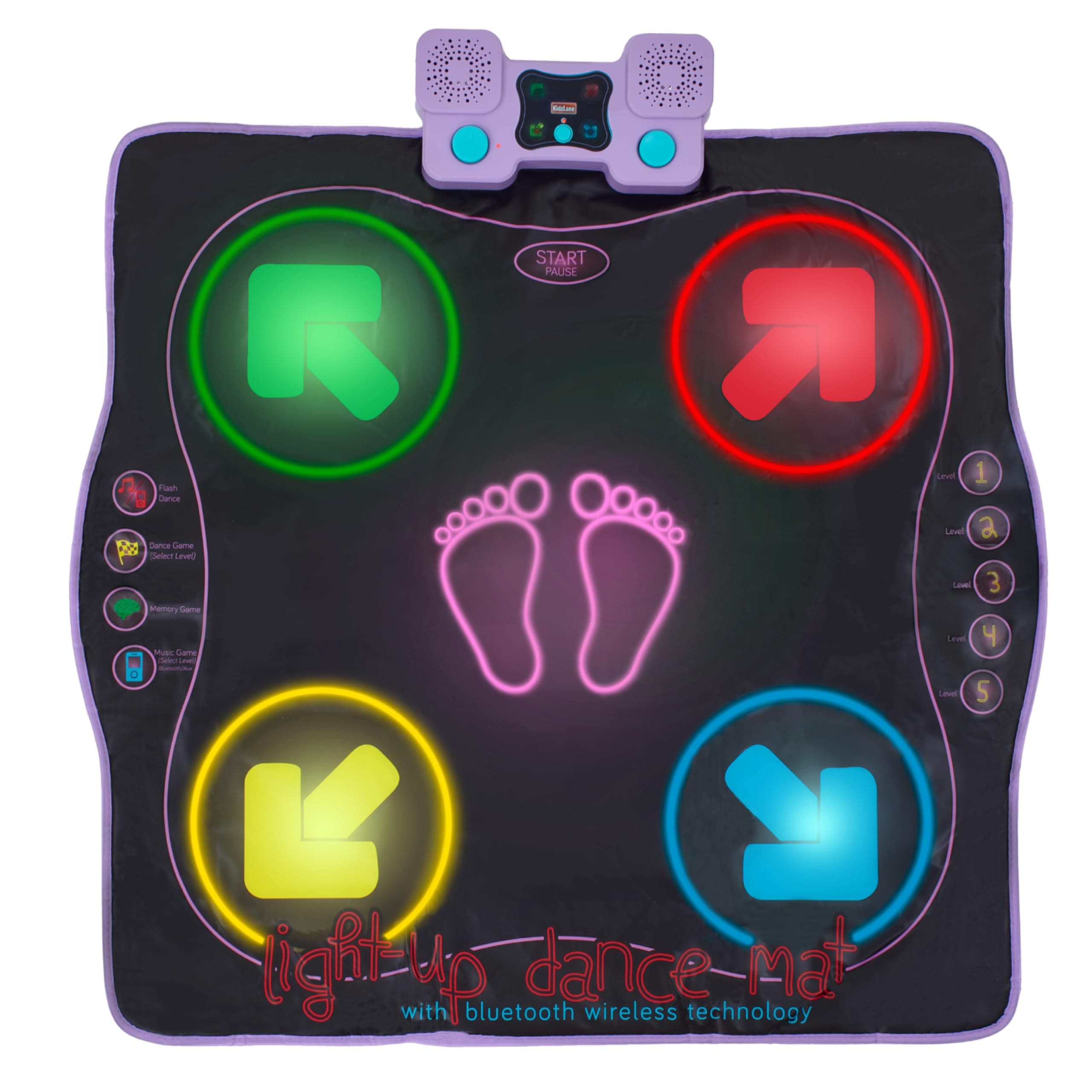 Kidzlane Light Up Dance Mat, Arcade Style Dance Games With Built In Music Tracks & Bluetooth Wireless Technology
