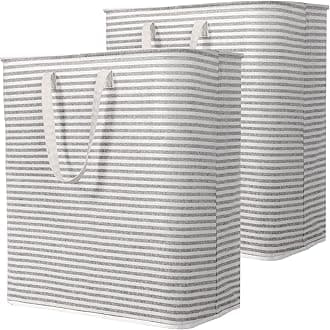 Lifewit Set of 2 100 L Laundry Baskets, Large Foldable Laundry Basket, Laundry Hamper, Laundry Sorter, Storage Box with Handles for Clothes, Towels, Toys, Grey