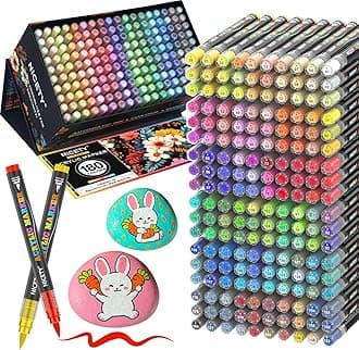 NICETY 180 Acrylic Paint Markers, Acrylic Paint Pens Brush Tip for Rock Painting, Wood, Glass, Stone, Canvas, Ceramic, Fabric - Acrylic Markers DIY Craft & Art Supplies for Kids, Adults, Artists