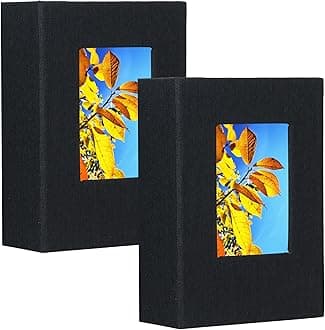 Photo Album 4x6 100 Pockets 2 Packs, Small Linen Hardcover Photo 4x6 Album Mini Capacity, Album Each Pack Holds 100 Photos,Total Got 200Pockets,Black