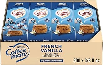 Nestle Coffee mate Coffee Creamer, French Vanilla, Liquid Creamer Singles, Non Dairy, No Refrigeration, 0.375 fl oz Tubs (Pack of 200)