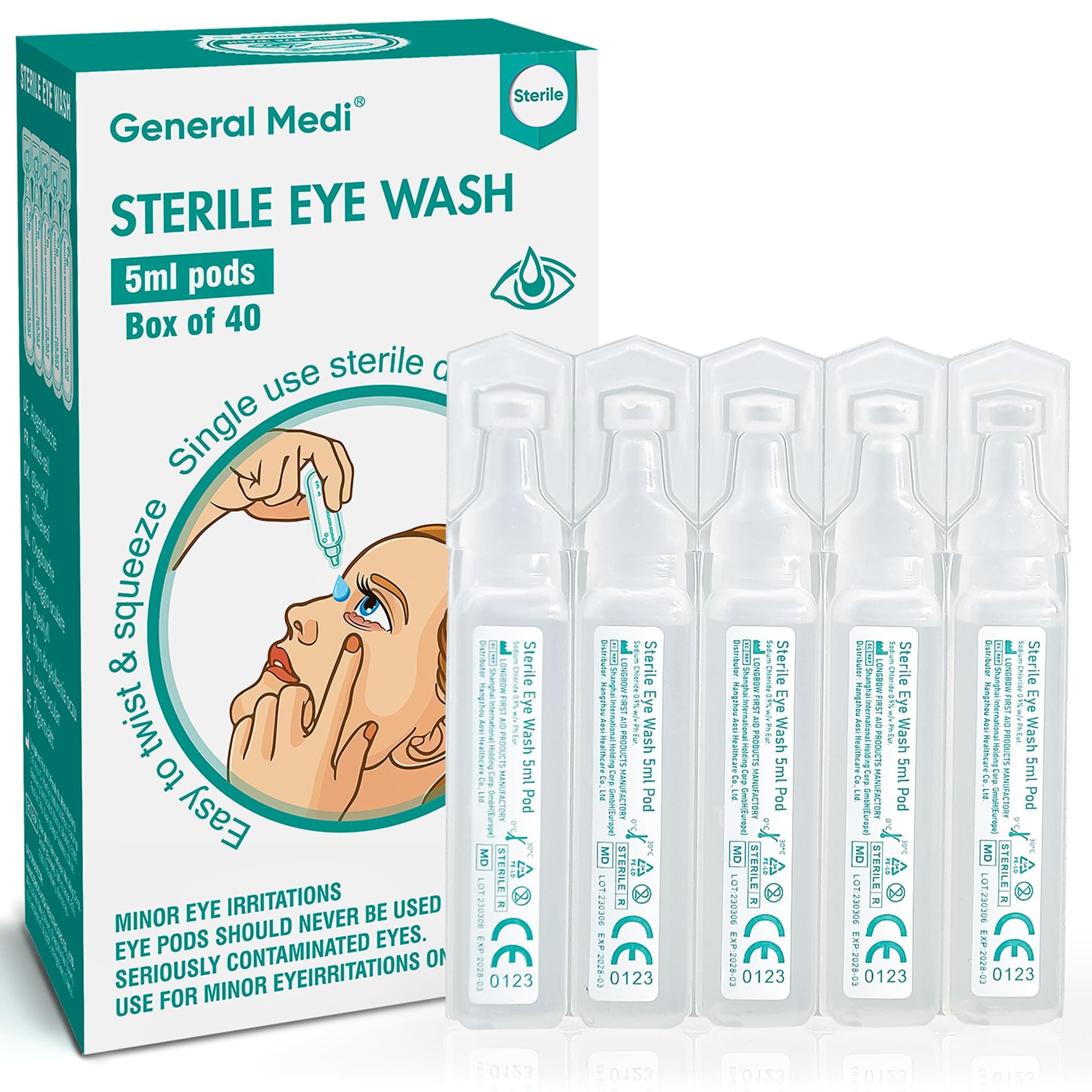 Eye Wash - Sterile Saline Solution 5ml/0.9% (Pack of 40)