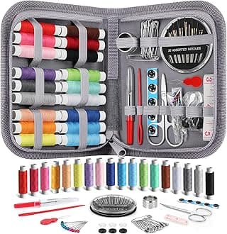 Coquimbo Sewing Kit for Adults, Kids, Beginner, Traveler, Portable Sewing Supplies Contains Soft Tape Measure, Scissors, Thimble, Thread, Sewing Needles (Gray, M)