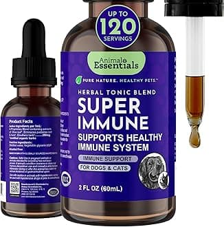 Animal Essentials Super Immune - Dog & Cat Immune Support for Puppies with Olive Leaf Extract & Echinacea, Olive Root for Dogs, Supports Respiratory Health & Overall Wellness - 2 fl oz