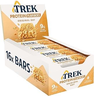 Trek High Protein Flapjack Original Oat, 50 g - Gluten Free Bars – Healthy Snack Bars – Plant Based Protein - Vegan Bars (Pack of 16 Bars)