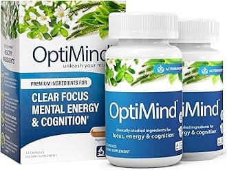 Optimind Brain Supplement for Memory and Focus, Nootropic with Synapsa®, Phosphatidylserine, Vitamin B1 B12, Non-GMO, Mental Clarity, Cognitive Support, Clinically Studied Ingredients, 64 Capsules