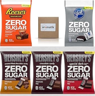 Sugar Free Candy Sugar Free Chocolate 5 Variety Pack - Reese’s Cups, York Mint Patties, Special Dark, Milk Chocolate, and Caramel | Zero Sugar | 3 Ounce Bags (5 Pack) - Ships in an Aromatik™ damage proof box
