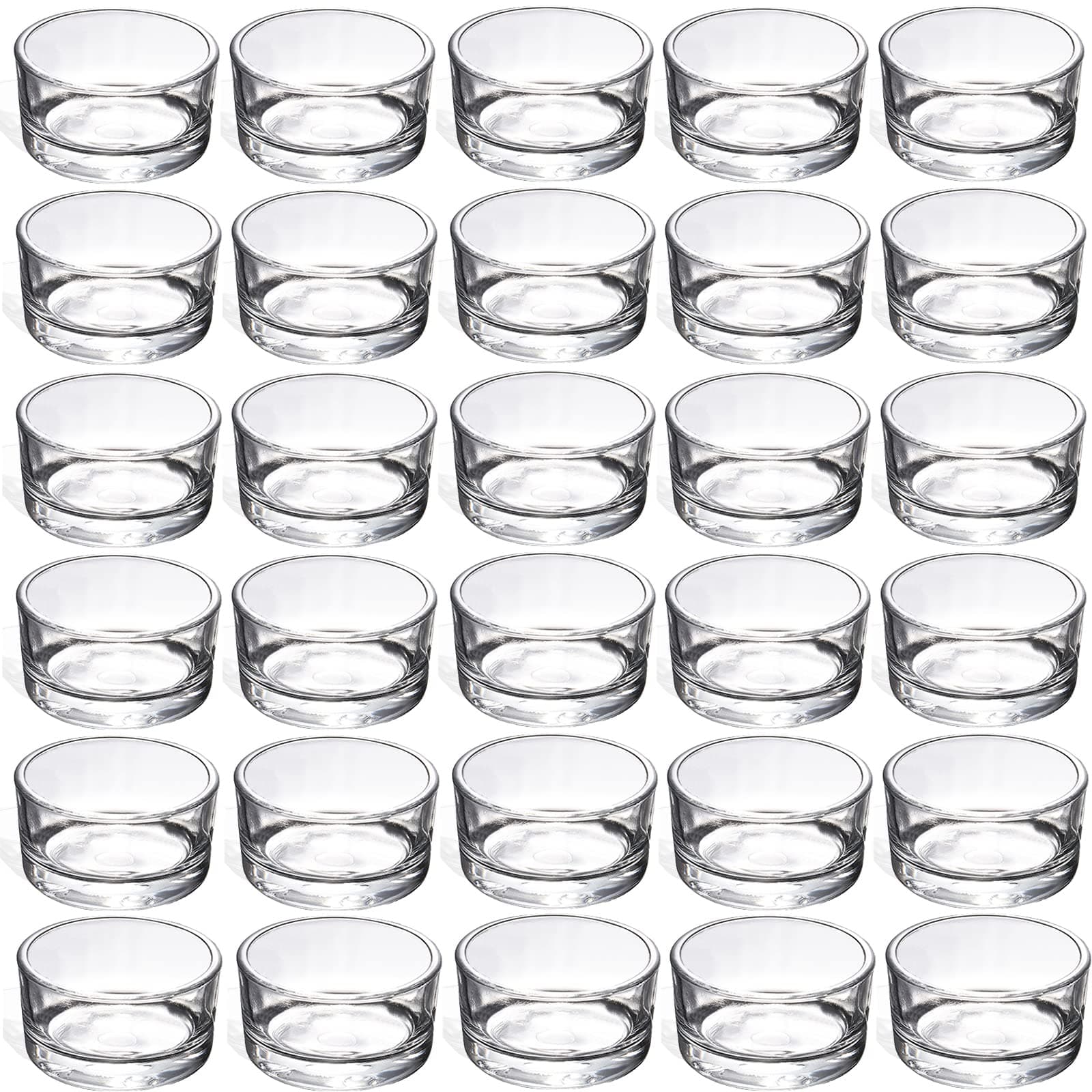 30 PCS Small Clear Glass Tealight Candle Holders,Tealight Holders Bulk Use for Weddings Parties Dinner,for 1.5" Tealight. as Well as Candle Mould…