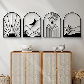 4 Pack Boho Black Abstract Metal Wall Art